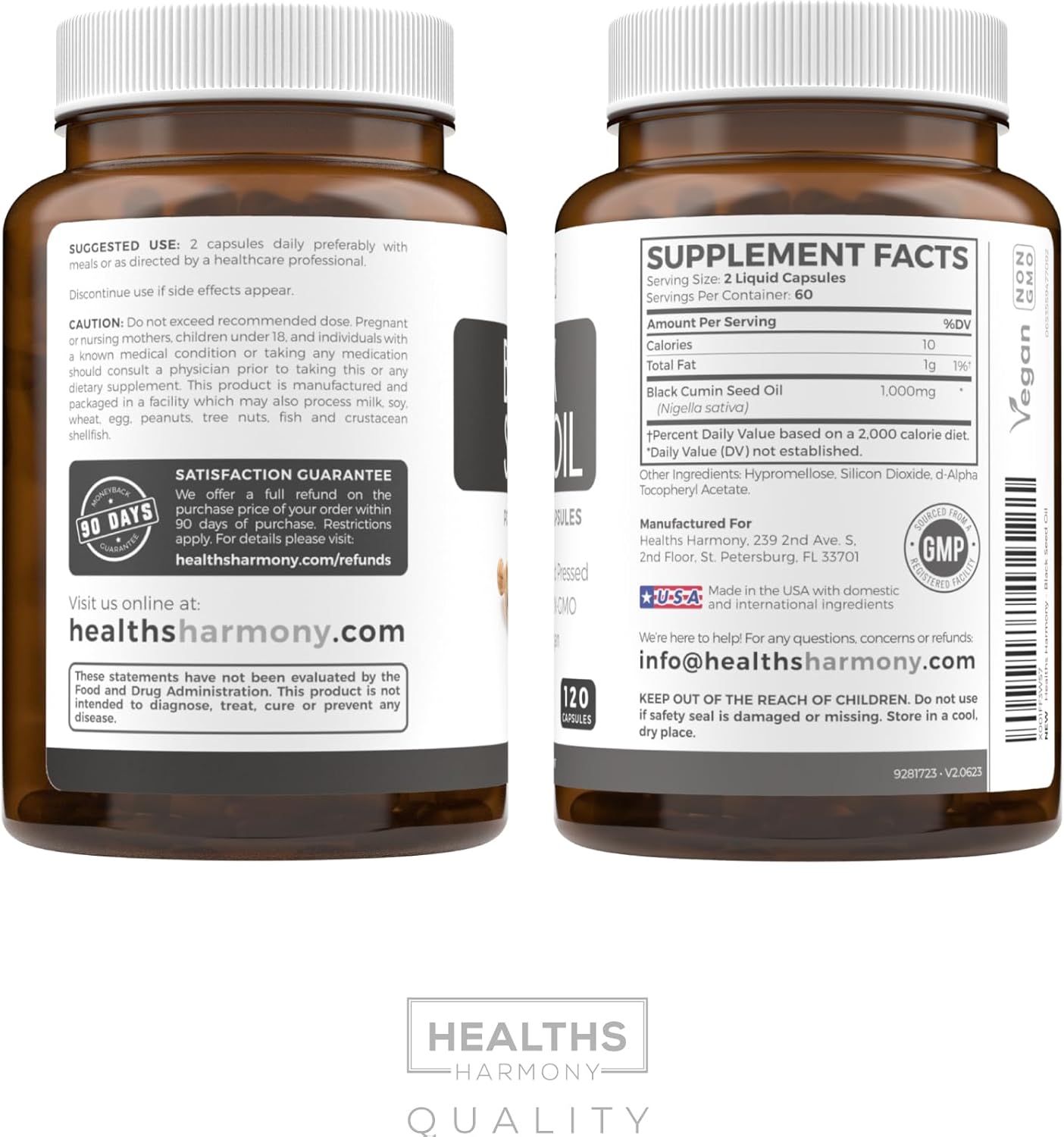 Premium Black Seed Oil Softgel Capsules - 120 Count for Radiant Skin Health (Non-GMO & Vegan) with Vitamin E - 500mg Each, 1000mg per 2 Capsule Serving