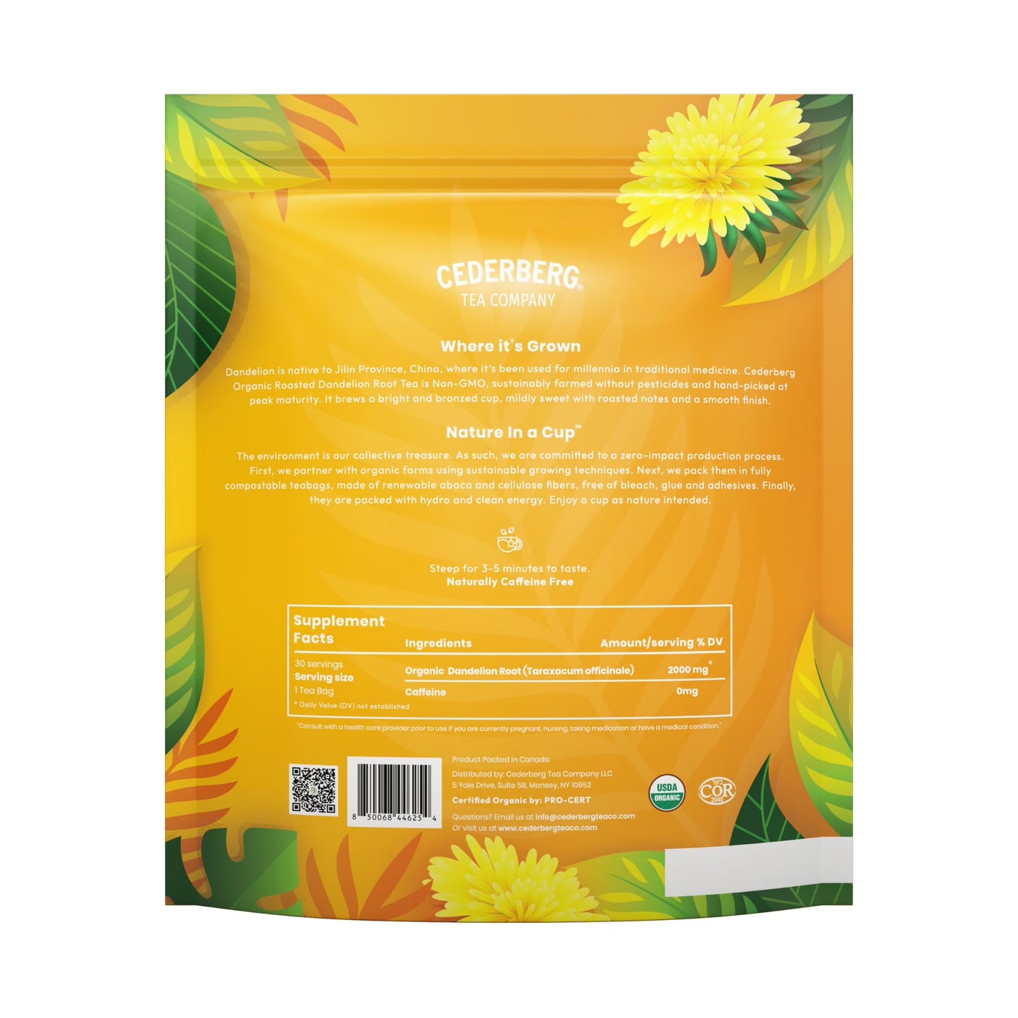 Savor the Richness of Organic Dandelion Root Tea Bags – 30 Count | Herbal Bliss | Caffeine-Free & Eco-Friendly