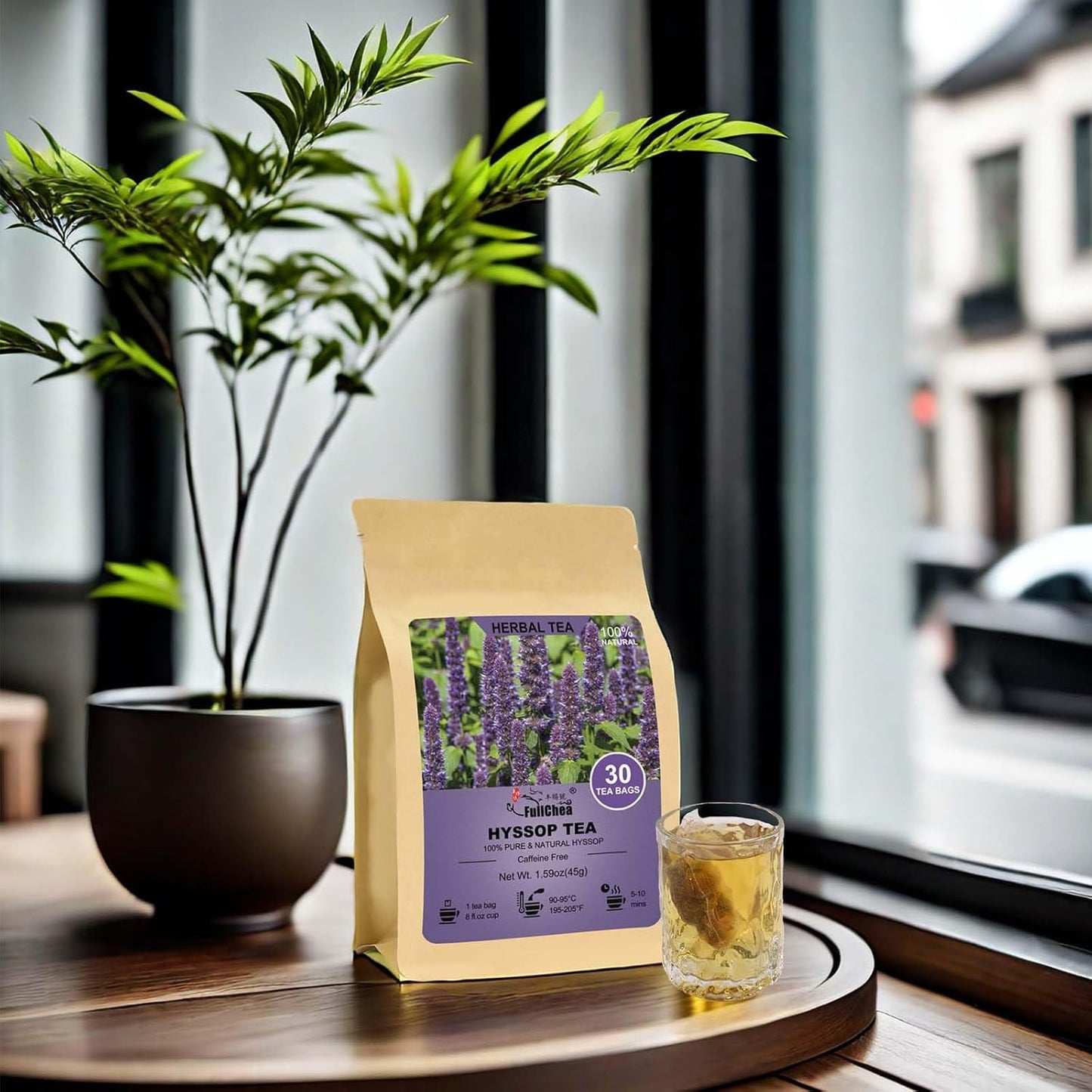 Indulge in Tranquility with Hyssop Tea Bags - 30 Premium Caffeine-Free Teabags for Digestive Support and Relaxation
