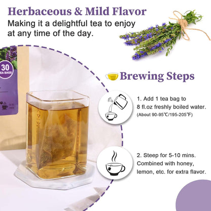 Indulge in Tranquility with Hyssop Tea Bags - 30 Premium Caffeine-Free Teabags for Digestive Support and Relaxation