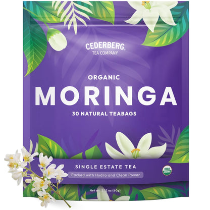 Organic Moringa Tea Bags – 30 Count | Caffeine-Free, Non-GMO, Gluten-Free Herbal Infusion for Wellness