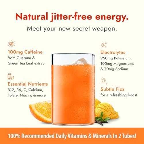 Energize Your Day with Zipfizz Daily Energy Drink Powder - Orange Cream Flavor, 20 Pack | 3-in-1 Boost of Sustained Energy, Hydration & Essential Vitamins | Sugar-Free & Packed with Antioxidants