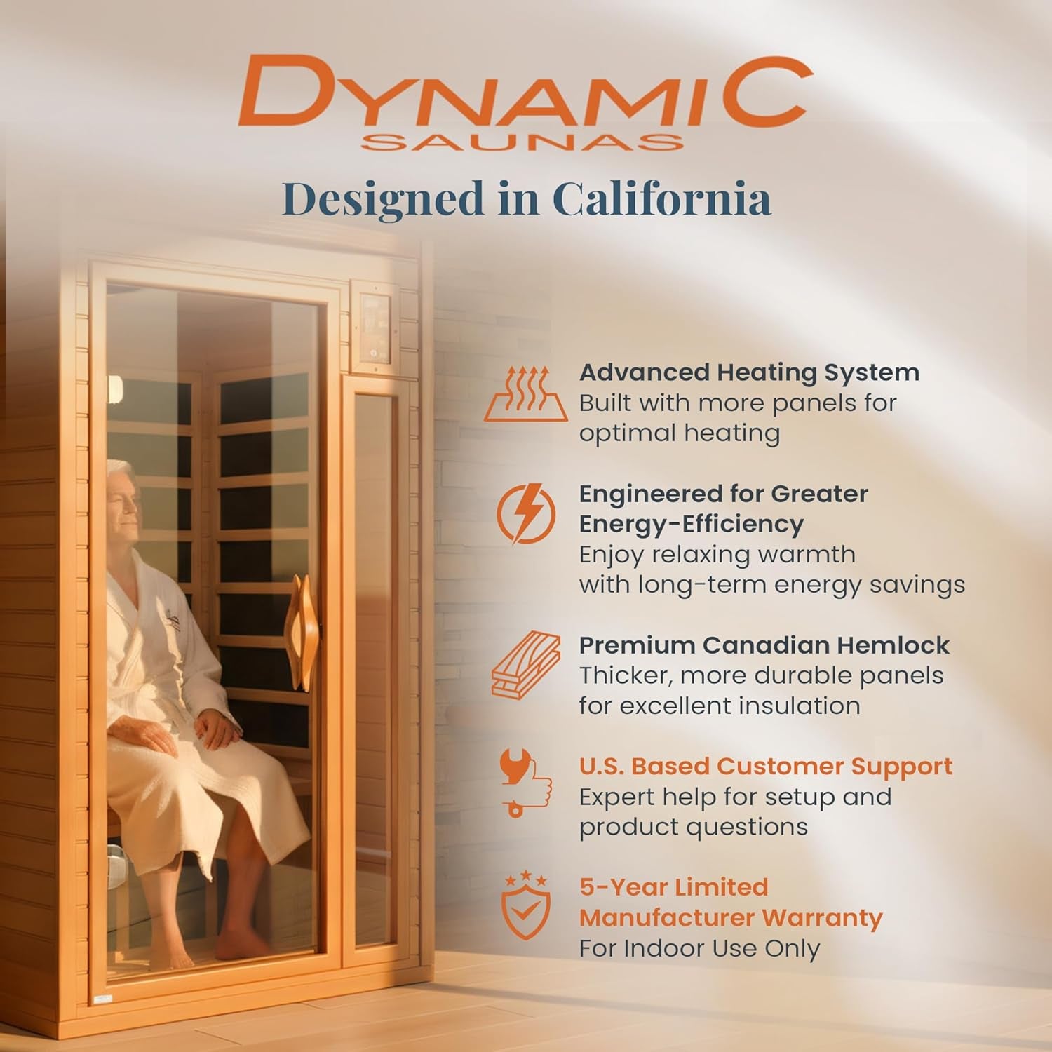 Experience Ultimate Relaxation: DYNAMIC SAUNAS Barcelona 1-2 Person Low EMF FAR Infrared Sauna with Red Light Therapy & Bluetooth Speakers - Perfect for Home & Gym, Crafted from Premium Canadian Hemlock