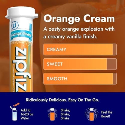Energize Your Day with Zipfizz Daily Energy Drink Powder - Orange Cream Flavor, 20 Pack | 3-in-1 Boost of Sustained Energy, Hydration & Essential Vitamins | Sugar-Free & Packed with Antioxidants