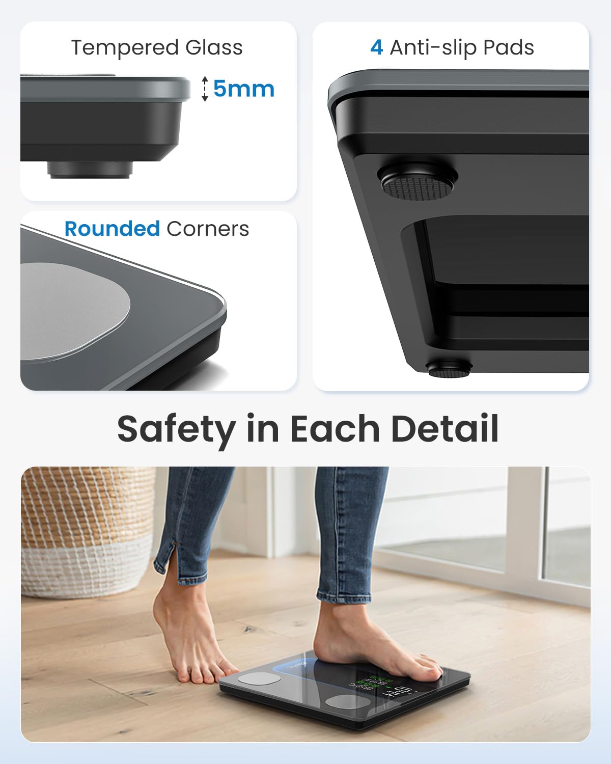 Elevate Your Health Journey with the Smart Scale: 7-in-1 Body Composition and Weight Monitor with Bluetooth Connectivity, 500lbs Capacity and Large LED Display