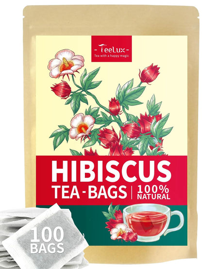 Discover the Refreshing Tart Flavor of Premium Hibiscus Tea Bags - Caffeine Free, 100 Count