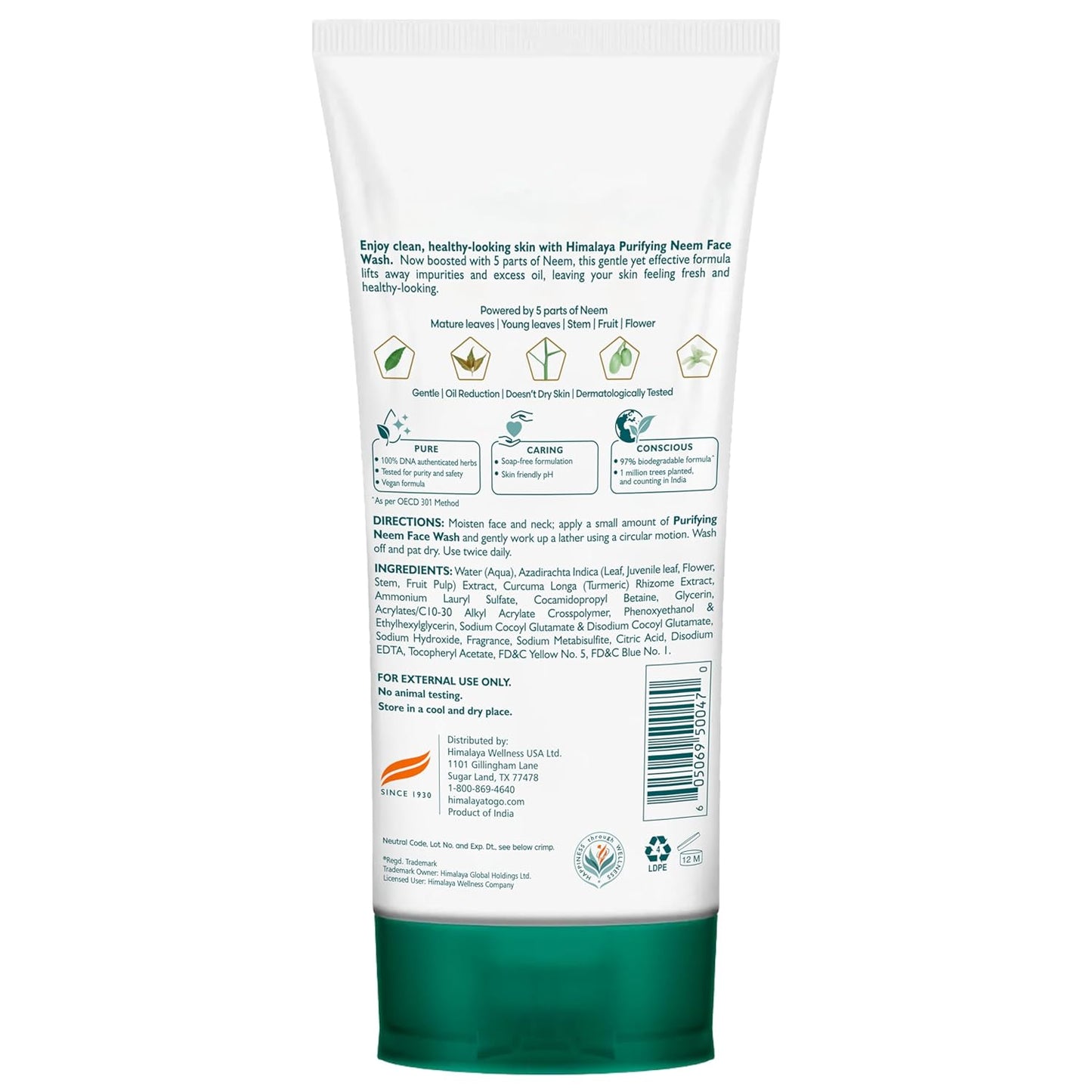 Revitalize Your Skin with Purifying Neem Face Wash - Ideal for Normal to Oily Skin, Enriched with Turmeric, Vegan & Soap-Free, 2 Pack (5.07 Fl Oz each)