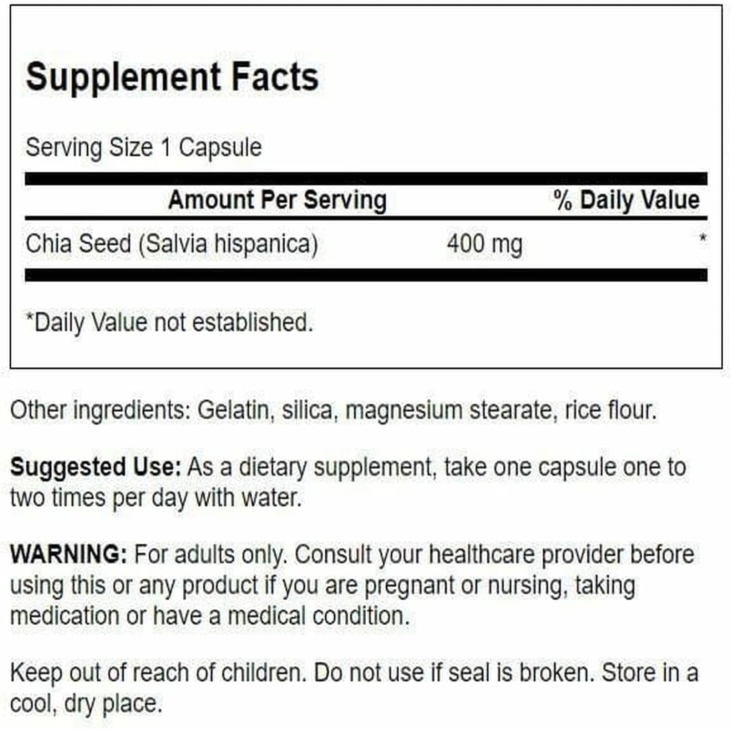 Unlock Your Health Potential with Full Spectrum Chia Seed 400mg - 60 Capsules of Nutrient-Rich Goodness