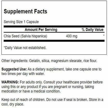 Unlock Your Health Potential with Full Spectrum Chia Seed 400mg - 60 Capsules of Nutrient-Rich Goodness