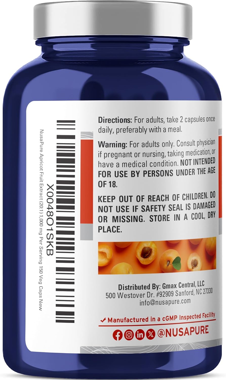 Unlock the Power of Nature with Our 1000 Mg Apricot Fruit Extract - 150 Vegan Capsules for Optimal Wellness