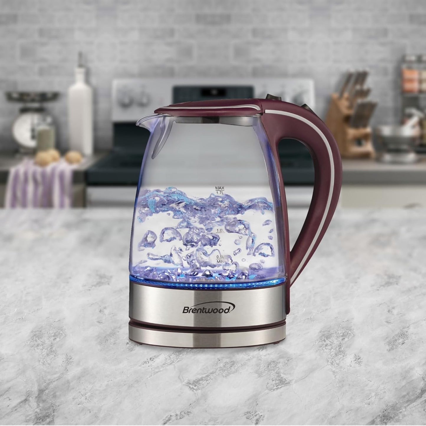 Elevate Your Beverage Experience with the KT-1900PR Cordless Electric Kettle - 1.7L Stylish Purple Glass Design
