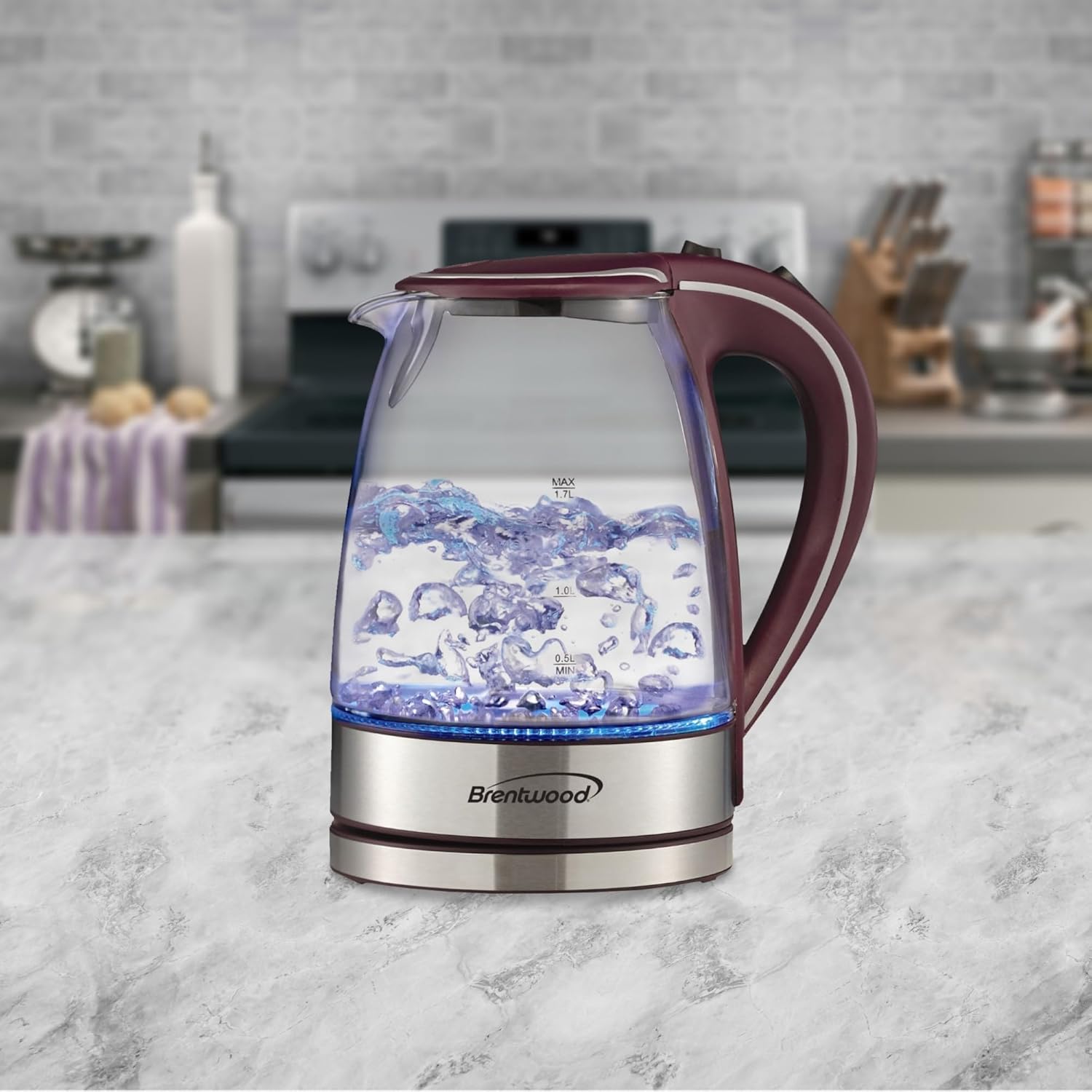 Elevate Your Beverage Experience with the KT-1900PR Cordless Electric Kettle - 1.7L Stylish Purple Glass Design