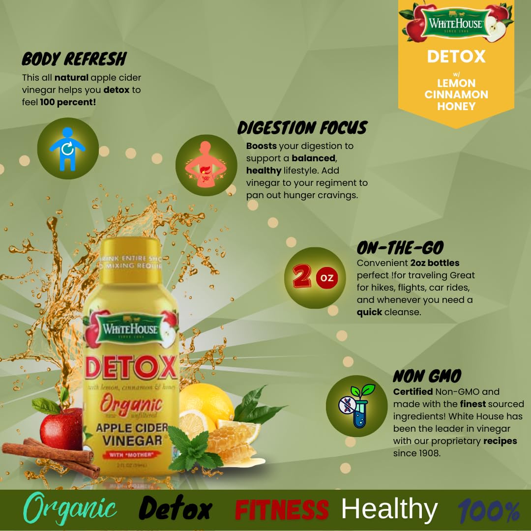 Revitalize Your Day with Detox Apple Cider Vinegar Shots - Raw, Unfiltered & Ready to Go (Pack of 24)
