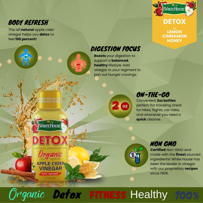 Revitalize Your Day with Detox Apple Cider Vinegar Shots - Raw, Unfiltered & Ready to Go (Pack of 24)