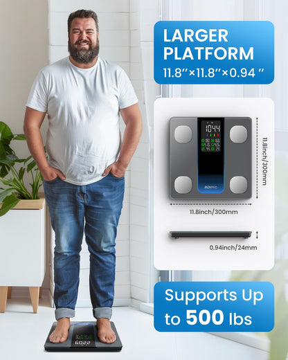 Elevate Your Health Journey with the Smart Scale: 7-in-1 Body Composition and Weight Monitor with Bluetooth Connectivity, 500lbs Capacity and Large LED Display