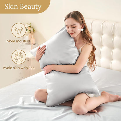 Indulge in Luxury: Mulberry Silk Pillowcase for Hair & Skin - Ultra Soft, Cooling, and Stylish with Hidden Zipper (Light Grey, Standard 20x26 Inches)