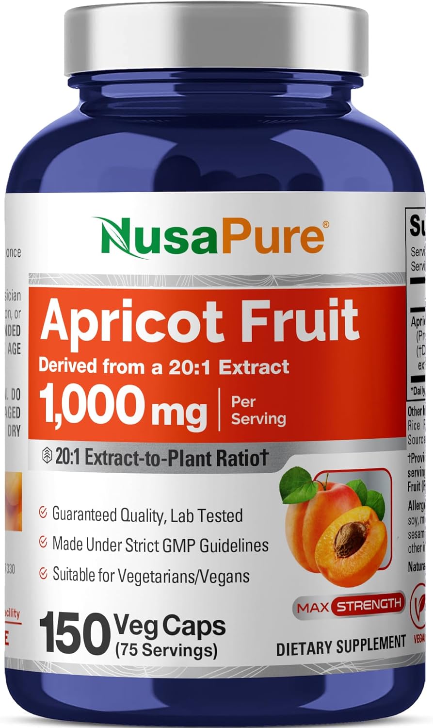 Unlock the Power of Nature with Our 1000 Mg Apricot Fruit Extract - 150 Vegan Capsules for Optimal Wellness