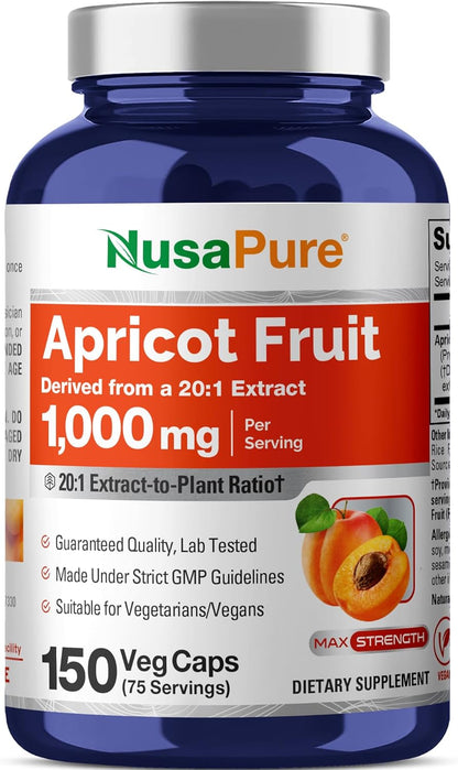 Unlock the Power of Nature with Our 1000 Mg Apricot Fruit Extract - 150 Vegan Capsules for Optimal Wellness