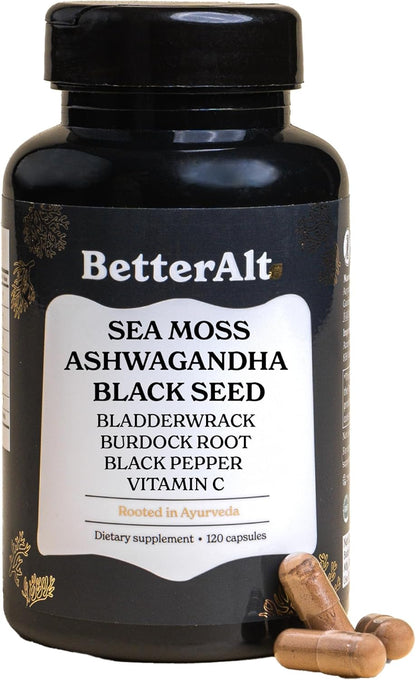 Ultimate Vitality Boost: 3000Mg Irish Sea Moss, 2000Mg Black Seed Oil & More - All-In-One Energy Support Supplement with 120 Capsules