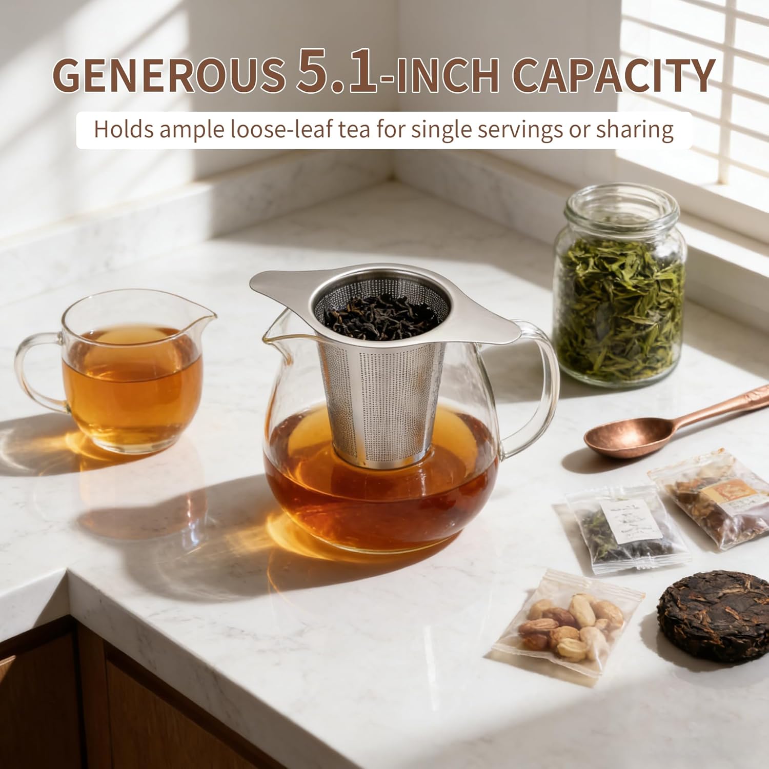 Ultimate Stainless Steel Tea Infuser - Reusable Steeper and Strainer for Perfectly Brewed Loose Leaf Tea and Coffee