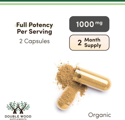 Unlock Your Potential with Organic Lion's Mane Mushroom Capsules - 120 Count for Enhanced Focus and Immune Support, Third Party Tested and Proudly Grown in the USA by Double Wood