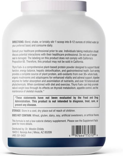 Thyro Fuel+ Pea Protein Powder for Women - Ultimate Thyroid, Digestion & Muscle Support with Naturally Sweetened Vanilla Flavor - Low Carb, Non-GMO & Free from Gluten, Dairy & Soy - 30 Servings