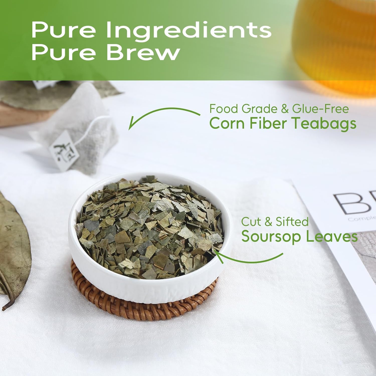 Experience the Tropical Delight of Soursop Leaves Tea - 40 Premium Teabags for Digestion, Skin Health & Relaxation