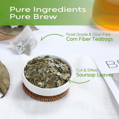 Experience the Tropical Delight of Soursop Leaves Tea - 40 Premium Teabags for Digestion, Skin Health & Relaxation