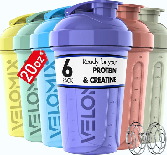Get Fit in Style with Our 6-Pack 20 Oz Pastel Protein Shaker Bottles - Leak-Proof, Dishwasher Safe, and Perfect for On-the-Go Mixing!