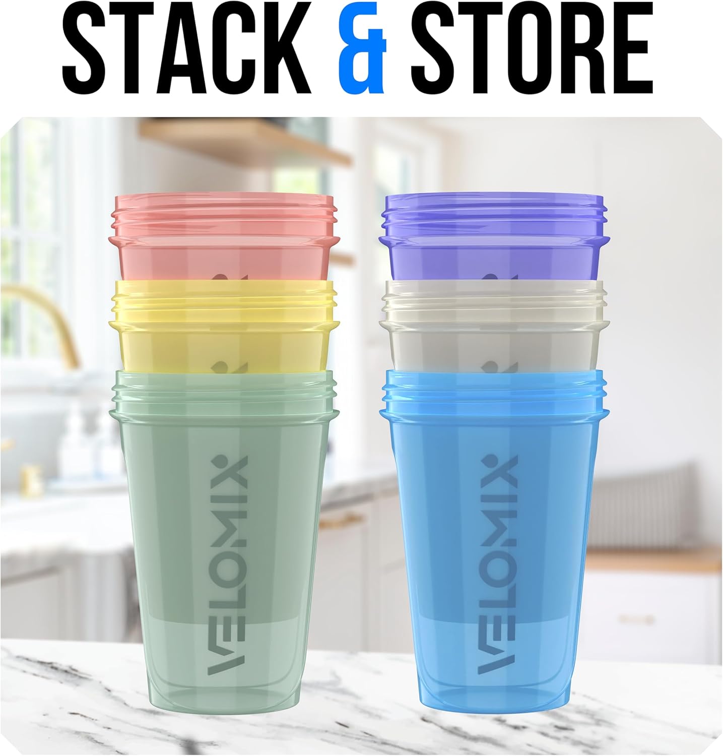 Get Fit in Style with Our 6-Pack 20 Oz Pastel Protein Shaker Bottles - Leak-Proof, Dishwasher Safe, and Perfect for On-the-Go Mixing!