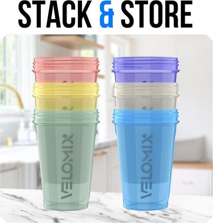Get Fit in Style with Our 6-Pack 20 Oz Pastel Protein Shaker Bottles - Leak-Proof, Dishwasher Safe, and Perfect for On-the-Go Mixing!