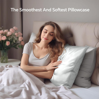 Indulge in Luxury: Mulberry Silk Pillowcase for Hair & Skin - Ultra Soft, Cooling, and Stylish with Hidden Zipper (Light Grey, Standard 20x26 Inches)