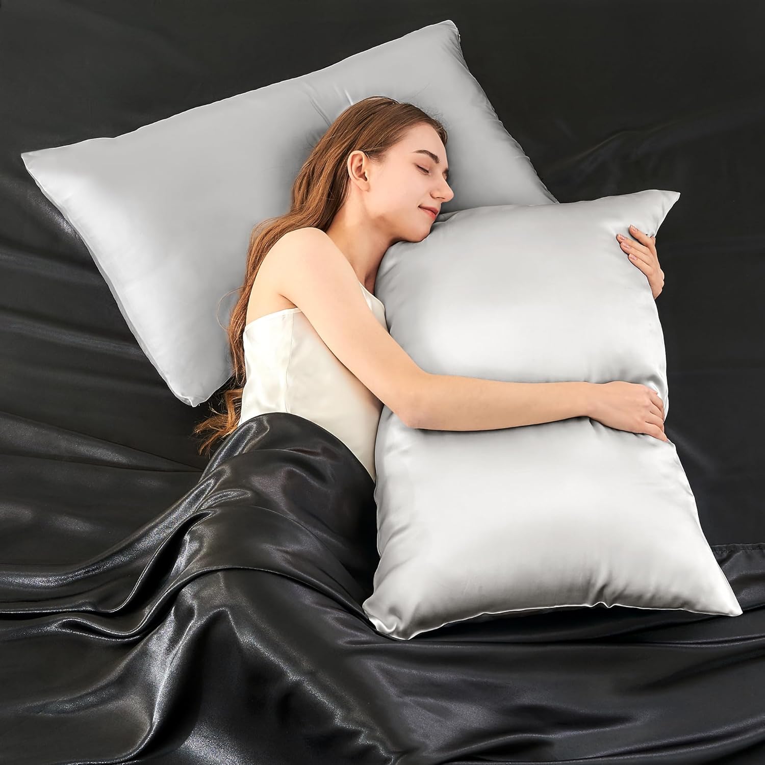 Indulge in Luxury: Mulberry Silk Pillowcase for Hair & Skin - Ultra Soft, Cooling, and Stylish with Hidden Zipper (Light Grey, Standard 20x26 Inches)