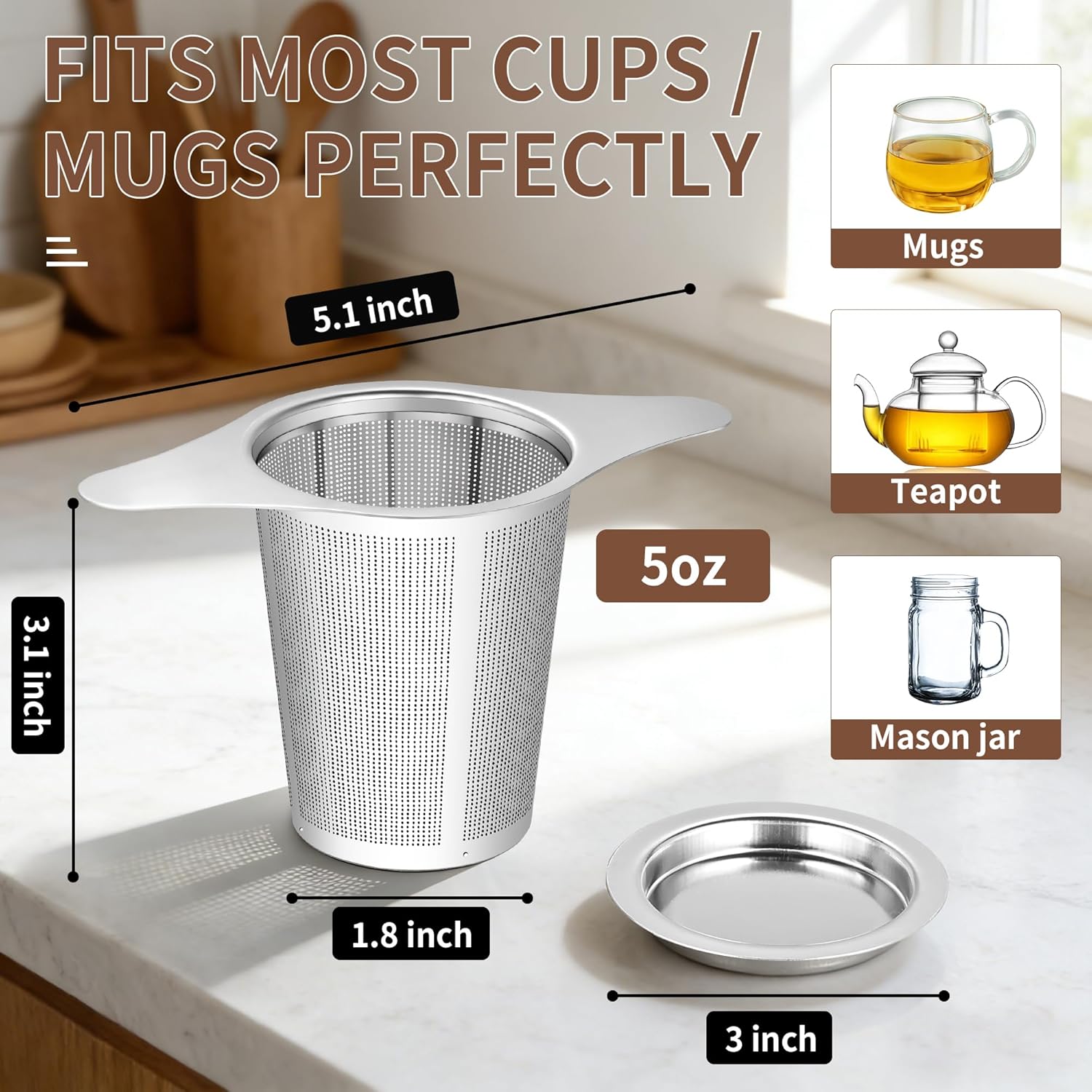 Ultimate Stainless Steel Tea Infuser - Reusable Steeper and Strainer for Perfectly Brewed Loose Leaf Tea and Coffee