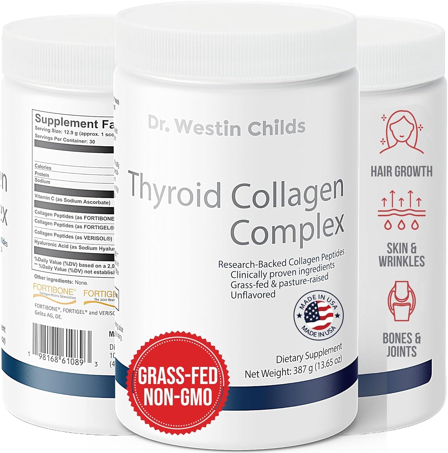 Transform Your Health with Thyroid Collagen Complex - Premium Protein Powder for Radiant Skin, Lustrous Hair, Strong Nails, and Joint Support - Unflavored, Grass-Fed, 13.6oz