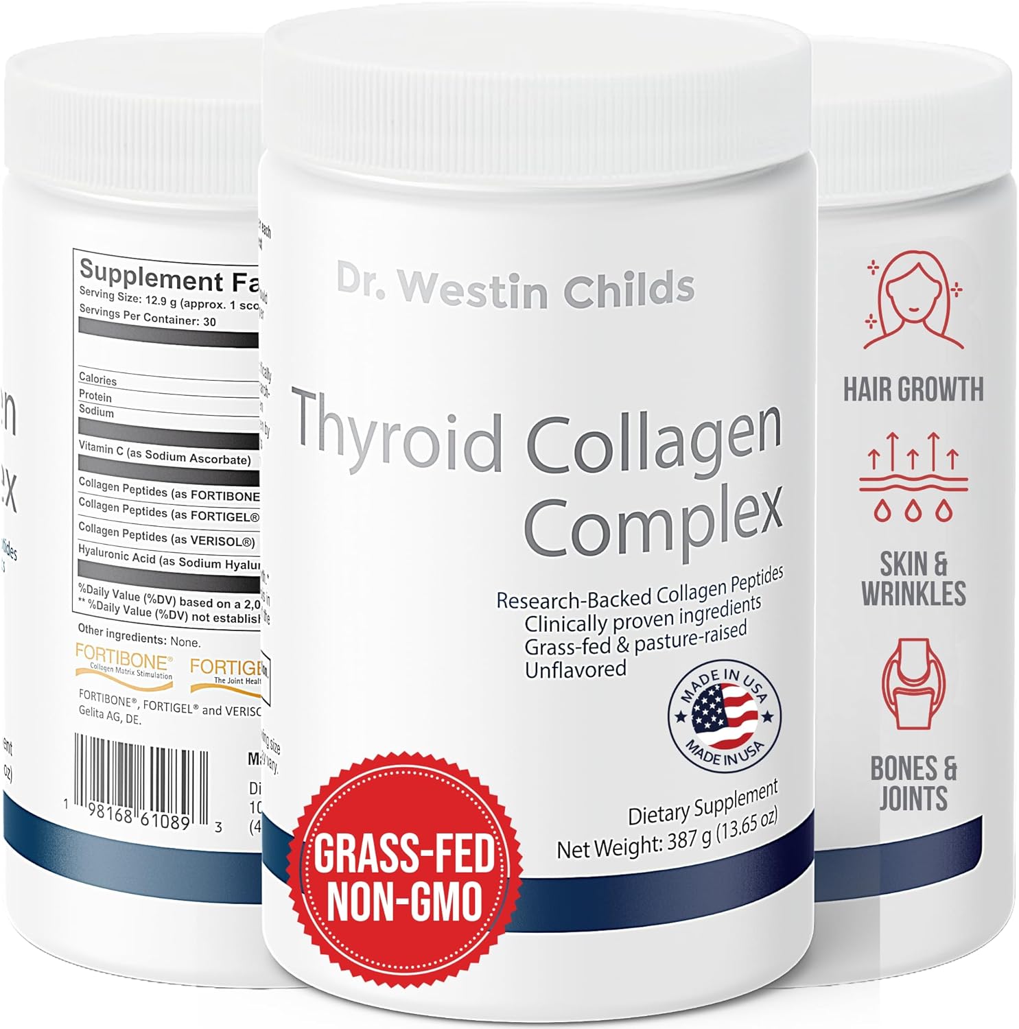 Transform Your Health with Thyroid Collagen Complex - Premium Protein Powder for Radiant Skin, Lustrous Hair, Strong Nails, and Joint Support - Unflavored, Grass-Fed, 13.6oz