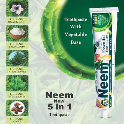 Neem 5-in-1 Fluoride-Free Toothpaste for Complete Dental Care - Refreshing Mint & Black Seed Formula