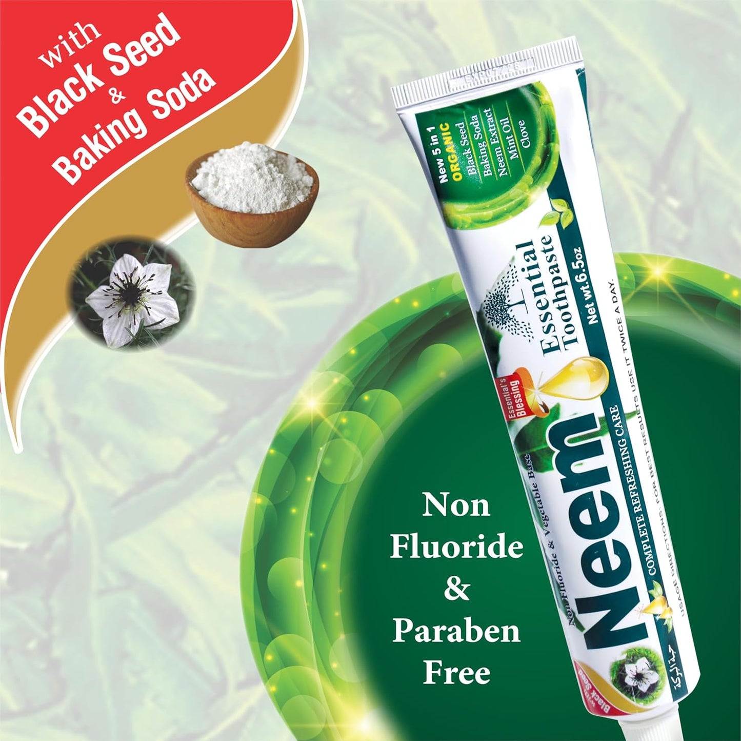 Neem 5-in-1 Fluoride-Free Toothpaste for Complete Dental Care - Refreshing Mint & Black Seed Formula