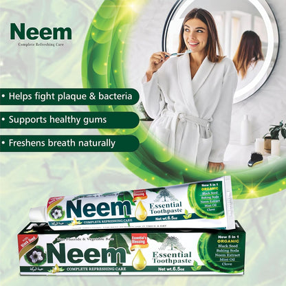 Neem 5-in-1 Fluoride-Free Toothpaste for Complete Dental Care - Refreshing Mint & Black Seed Formula