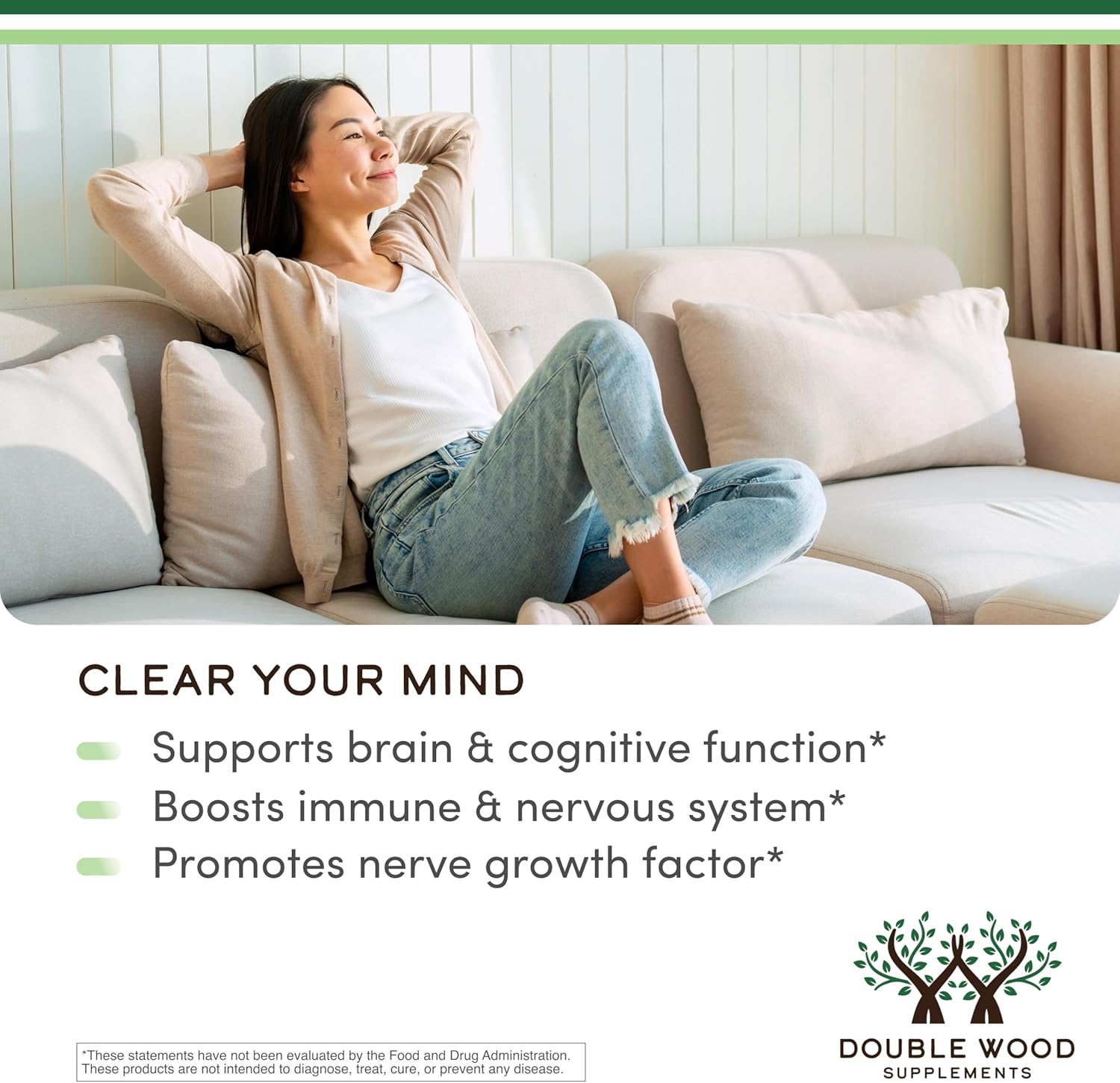 Unlock Your Potential with Organic Lion's Mane Mushroom Capsules - 120 Count for Enhanced Focus and Immune Support, Third Party Tested and Proudly Grown in the USA by Double Wood