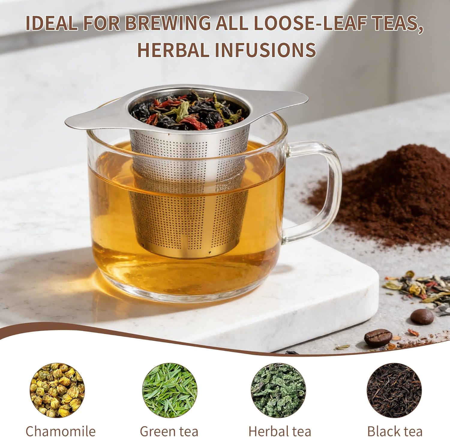 Ultimate Stainless Steel Tea Infuser - Reusable Steeper and Strainer for Perfectly Brewed Loose Leaf Tea and Coffee