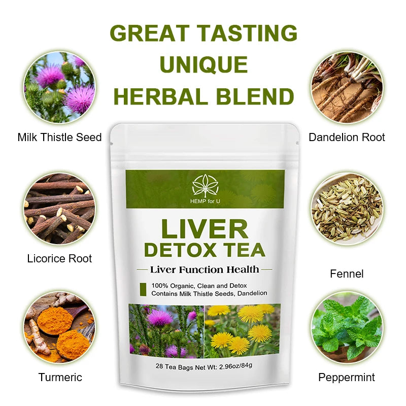 Revitalize Your Health with 42 Days Liver Cleanse Detox & Repair Herbal Tea - Powerful Silymarin Milk Thistle & Dandelion Root for Optimal Liver Support