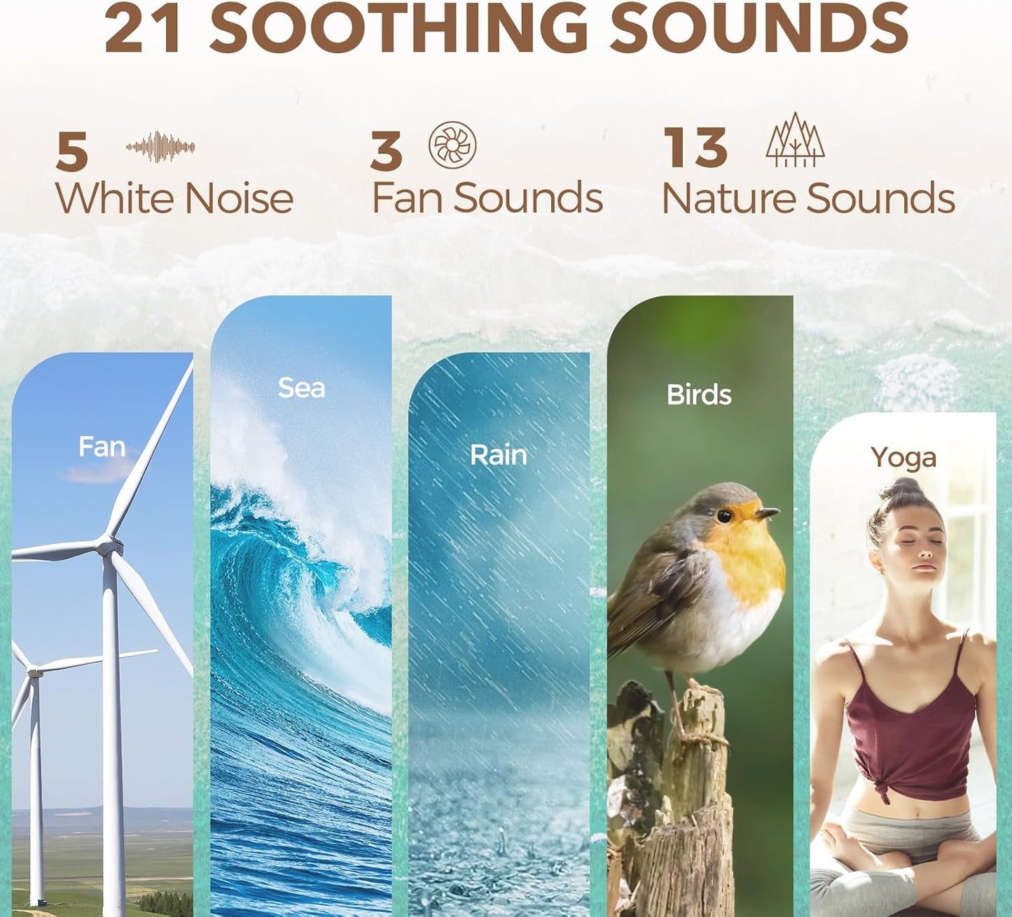 White Noise Sound Machine Alarm Clock with Bluetooth Speaker, 21 Relaxing Sounds, 7 Night Lights,0-100% Dimmer/Sleep Timer/30-Level Volume Control,Sound Machine for Kids Adults Sleeping,Bedroom