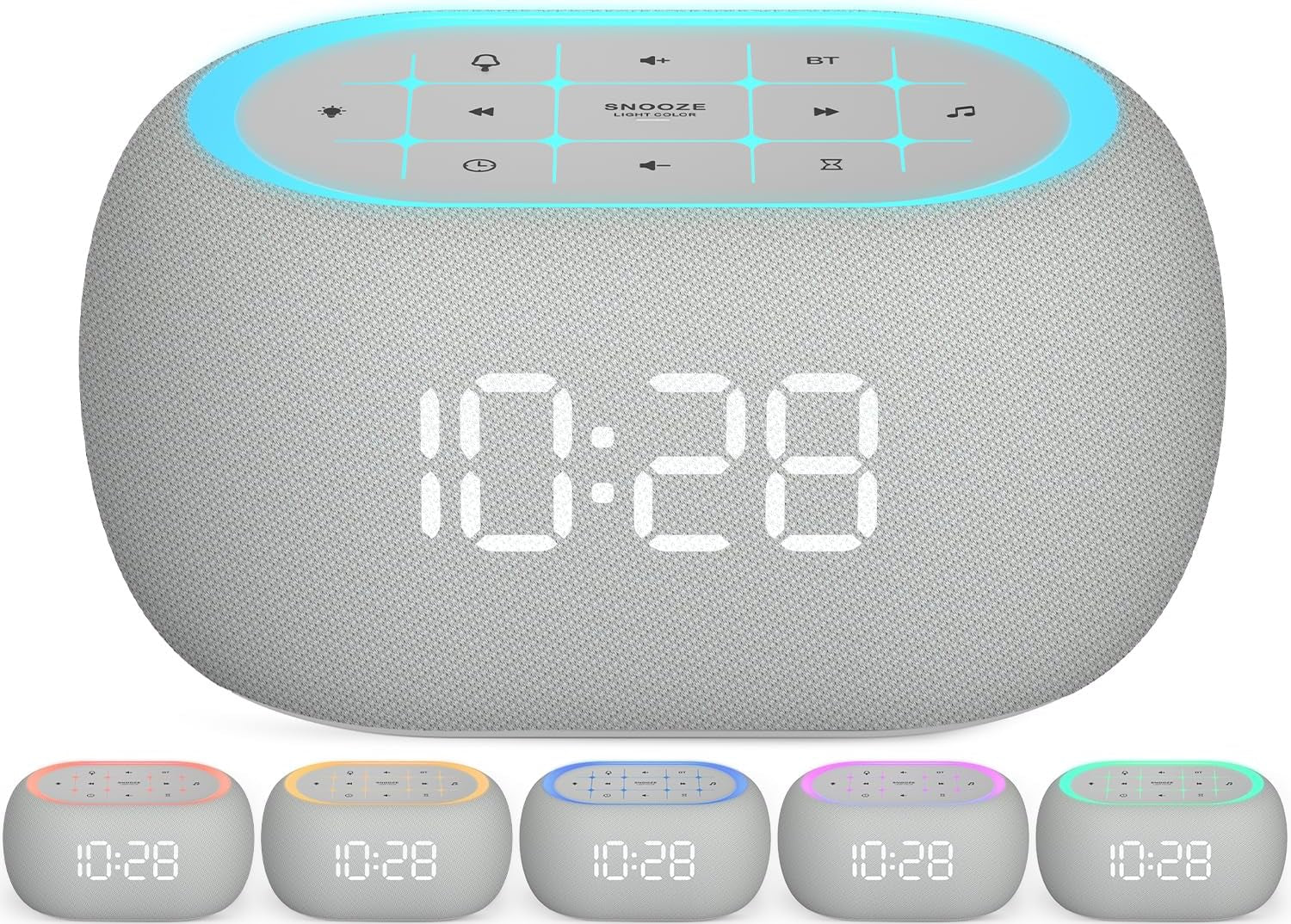 White Noise Sound Machine Alarm Clock with Bluetooth Speaker, 21 Relaxing Sounds, 7 Night Lights,0-100% Dimmer/Sleep Timer/30-Level Volume Control,Sound Machine for Kids Adults Sleeping,Bedroom