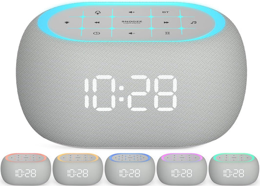 White Noise Sound Machine Alarm Clock with Bluetooth Speaker, 21 Relaxing Sounds, 7 Night Lights,0-100% Dimmer/Sleep Timer/30-Level Volume Control,Sound Machine for Kids Adults Sleeping,Bedroom
