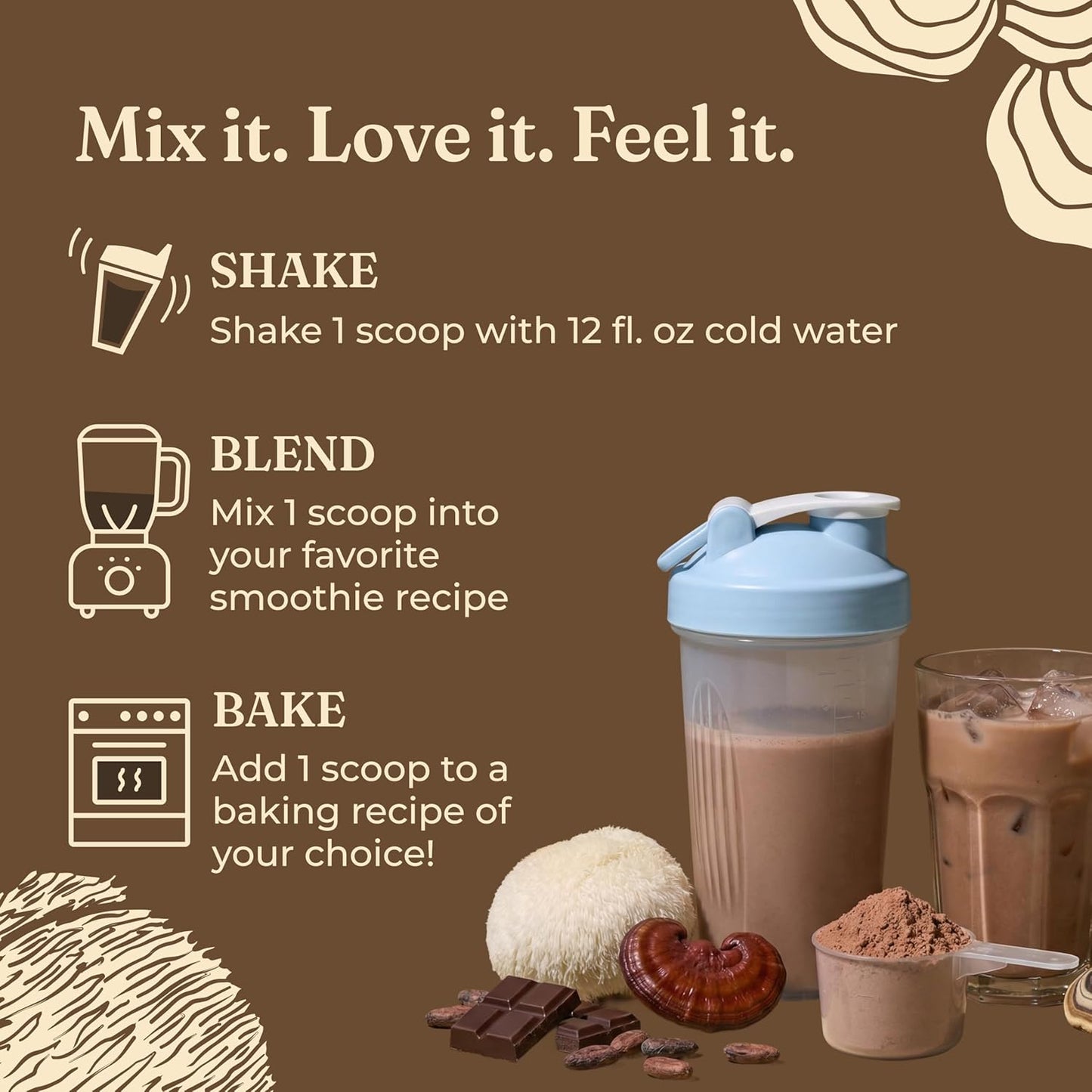 Transform Your Health with Creamy Cacao Organic Plant-Based Protein Powder - Infused with Brain-Boosting Mushrooms and Immune-Enhancing Adaptogens | 21.16 Oz